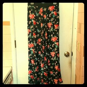 Black floral dance pants